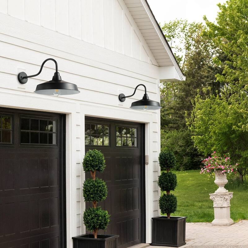 Modern 16 Inch Gooseneck Wall Mount Matte Black Barn Light Fixture
