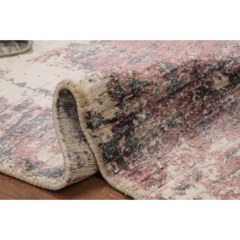 Hand Knotted Oriental Viscose Silk Carpet Modern All-Over Oranges & Rust Abstract Area Rug - 6' 5'' X 4' 7''