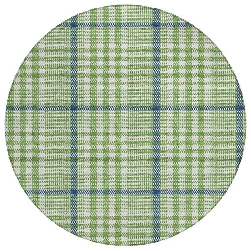 Machine Washable Indoor/ Outdoor Plaid Chantille Rug