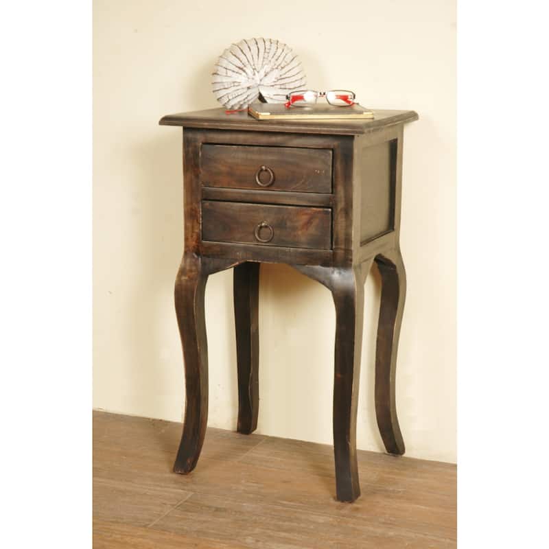 Antique Wood Side Table - Solid Wood End Table with Vintage Charm - Fully Assembled - 27.25" Height - 27.25