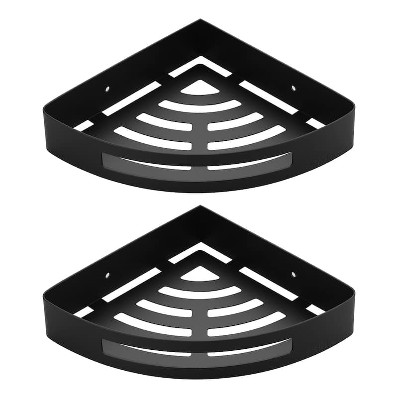 WOWOW Two Piece Stainless Steel Modern Wall Mounted Storage Basket - N/A - Matte Black