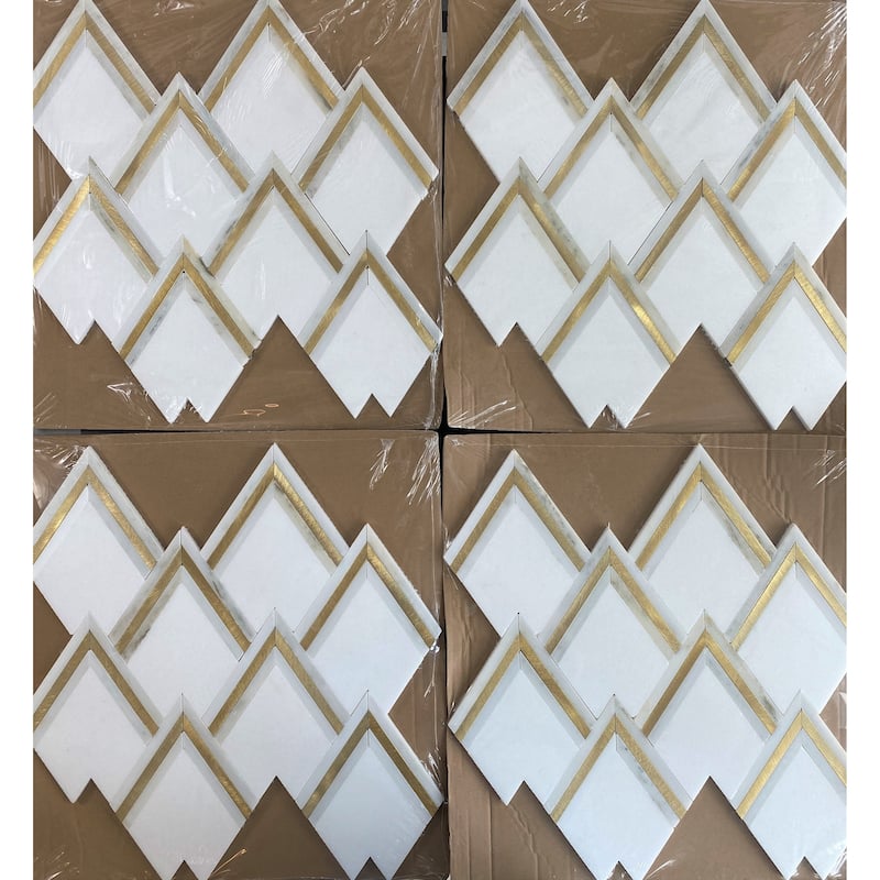 Diamond Marble and Metal Mosaic Tiles - Case (5 Sheets)