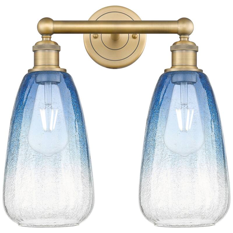 Innovations Lighting Endless Possibilities Edison - Brookhaven Almond - 2 Light 15" Bath Vanity Light - Brushed Brass/Sapphire Blue