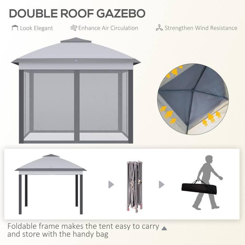 11' x 11' Pop Up Canopy Tent with Netting and Carry Bag