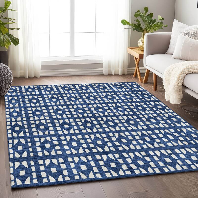 Premium Washable Super Soft Modern Imprints Mayfield Rug - Navy - 3' x 5'