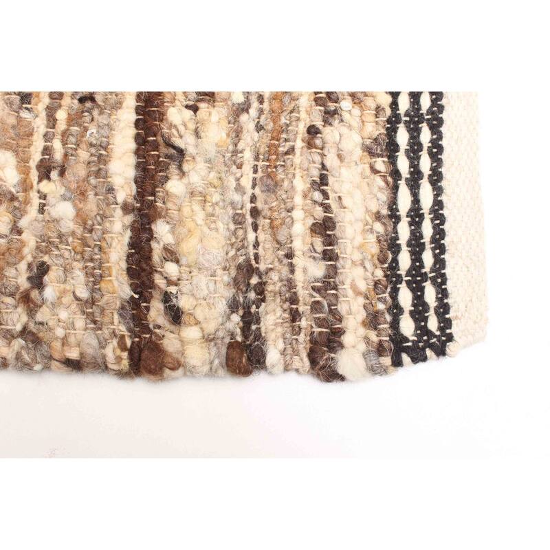 ECARPETGALLERY Braid weave Sienna Brown Wool Rug - 5'4 x 7'11