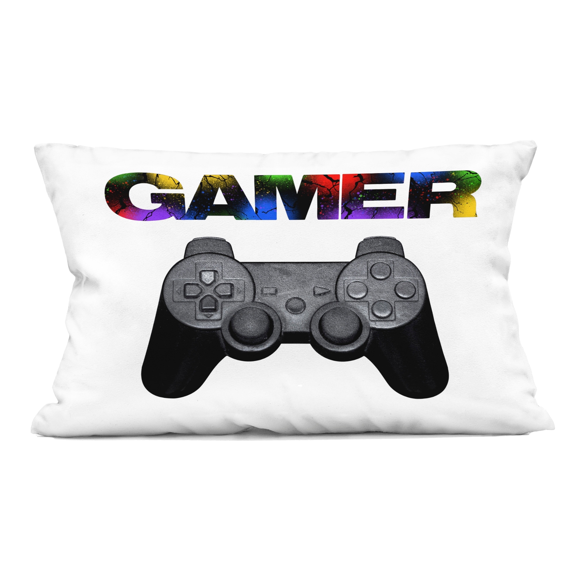 Stupell Gamer with Rainbow Splatter Decorative Printed Throw Pillow Design by Marcus Prime