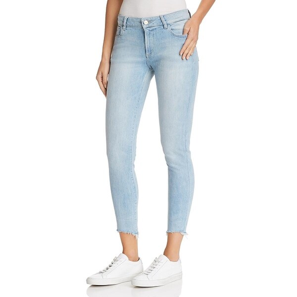 womens ankle jeans with frayed hem
