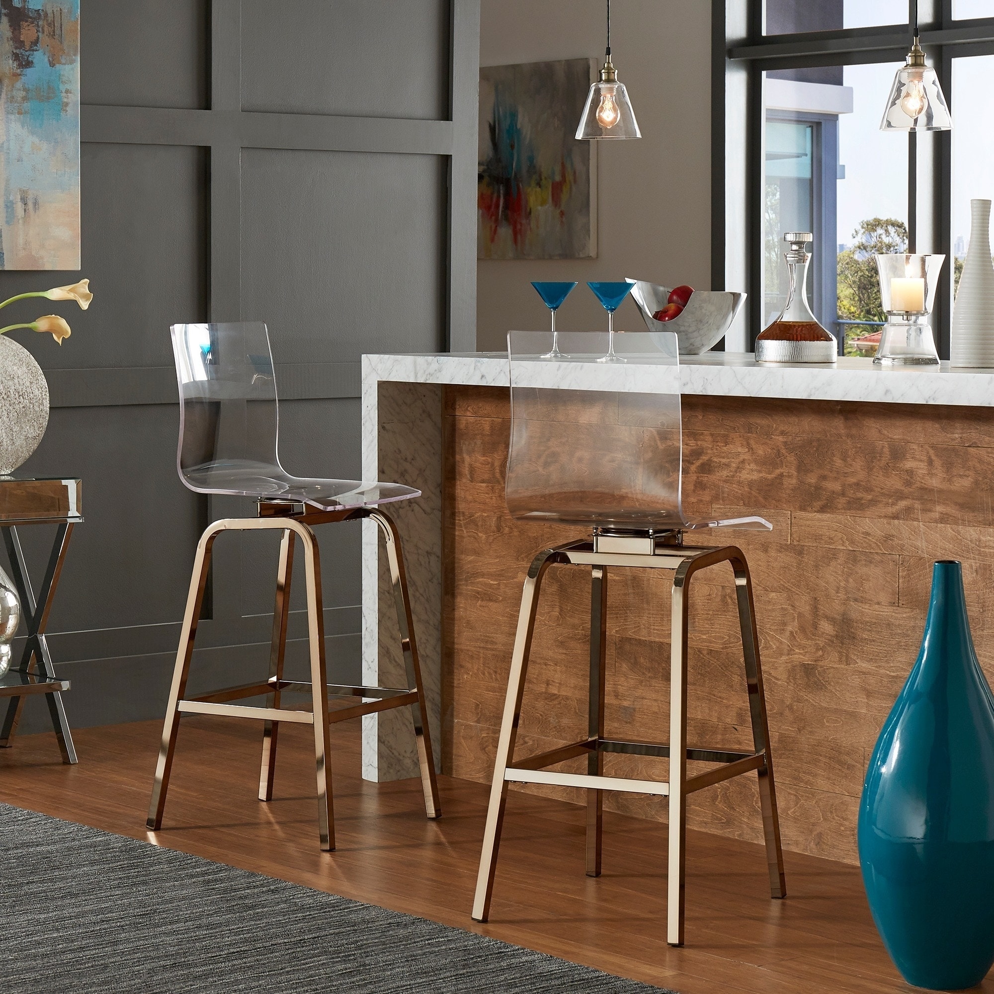 Clear acrylic best sale swivel bar stools