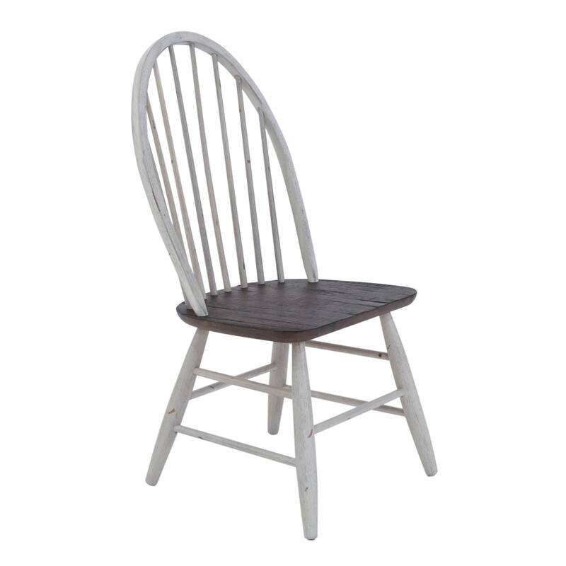 Farmhouse Two Tone White Wood Tone 7 Piece Trestle Table Set