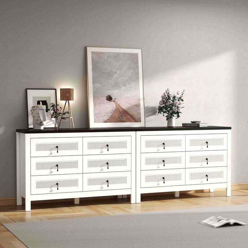 Wood 6 Drawer Dresser, Chest Of Drawers Cabinet, TV Stand for Bedroom, Livingroom and Enterway