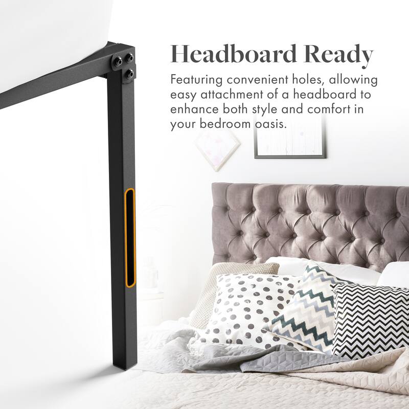 Jet 18-inch Metal Platform Bed Frame with Under-Bed Storage Space, No-Box Spring Needed