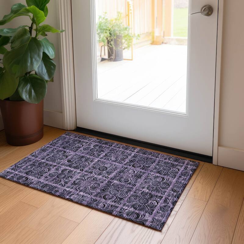 Machine Washable Indoor/ Outdoor Chantille Mosic Rug