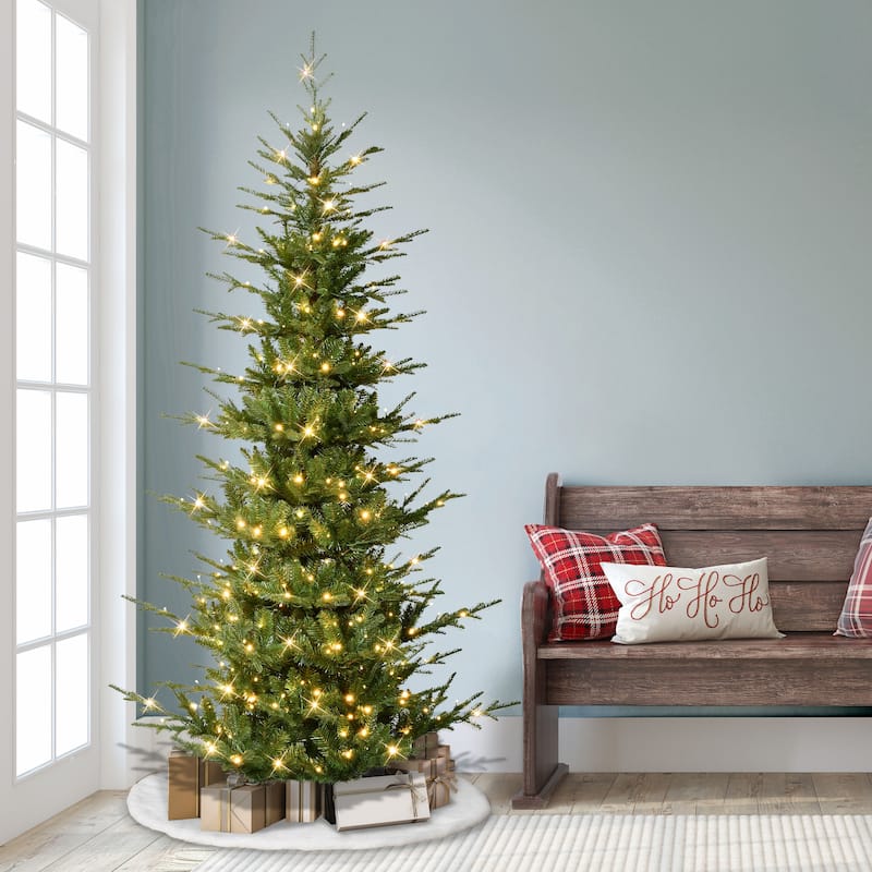 Puleo International 7.5' Pre-Lit Artificial Slim Hillside Spruce Tree