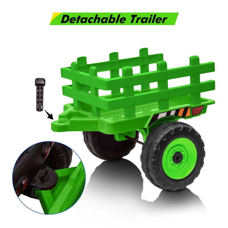 12V Ride on Tractor with Trailer & Remote Control Speed Up to 5mph