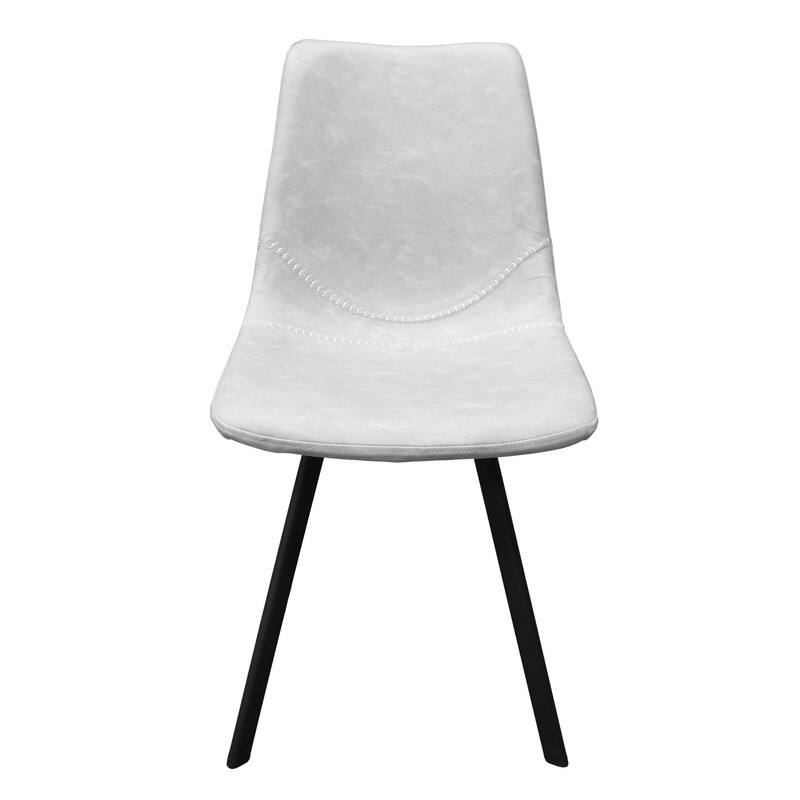 Markley Dining Chair with Leather Seat in Black Steel Legs, Scratch-Resistant, Ergonomic & Comfortable Modern Kitchen Chair