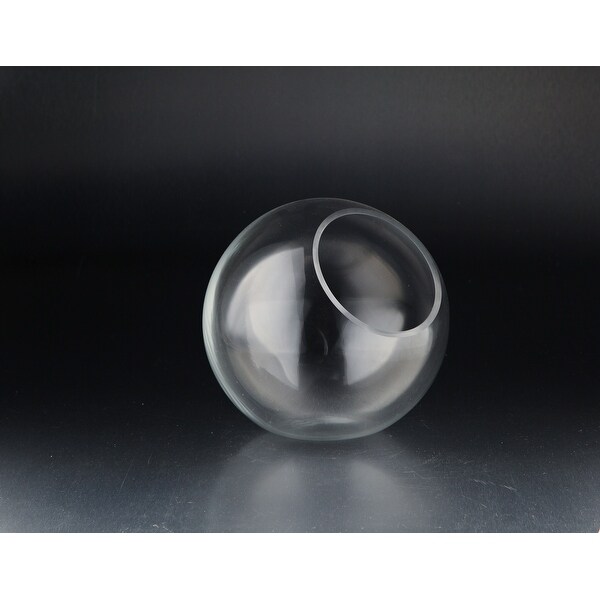 9" Clear Solid Hand Blown Round Glass Candle Holder - N/A