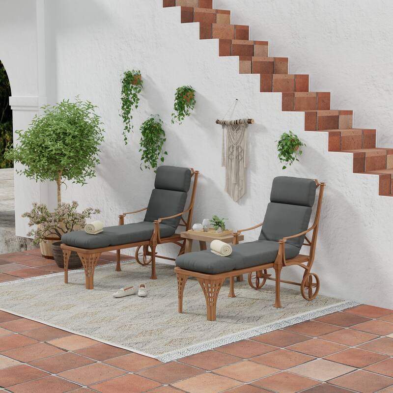 74" x 22" Outdoor Chaise Lounge Cushion with Ties and Loop - 74'' L x 22'' W x 5'' H