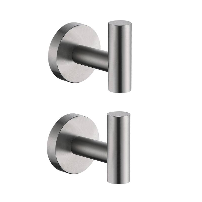 Bathroom Robe Hook Round Towel Hook in 304 Stainless Steel - 2 pack - Silver