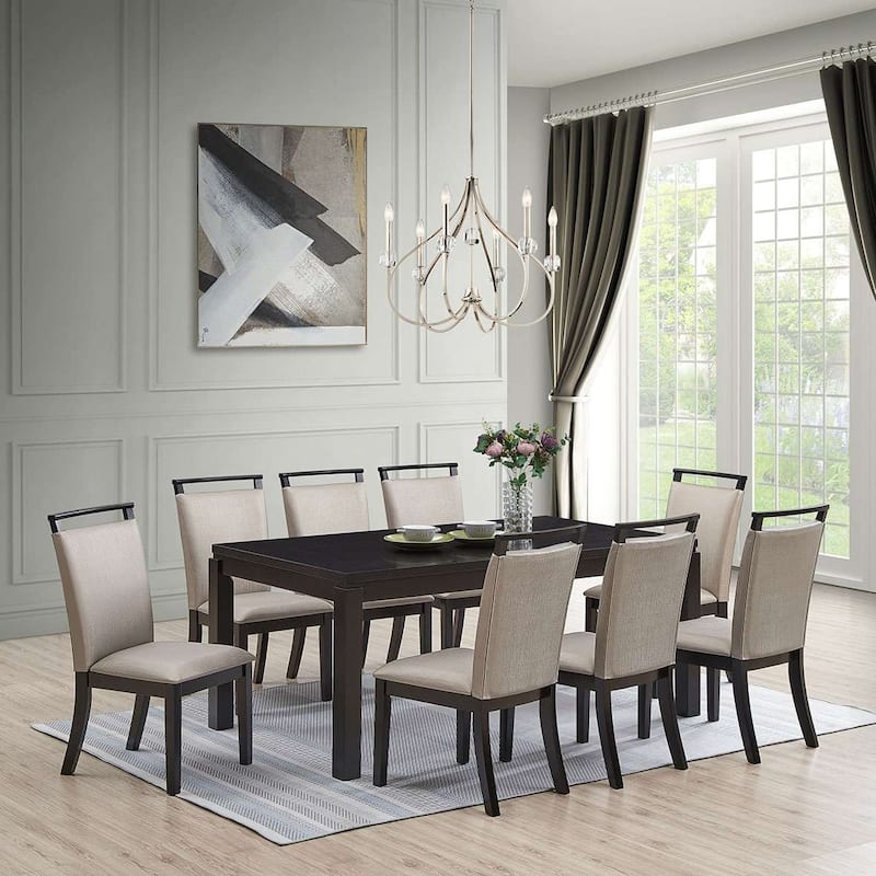 Upholstered Dining Room Side Chairs, Set of 2, Gray/Cappuccino