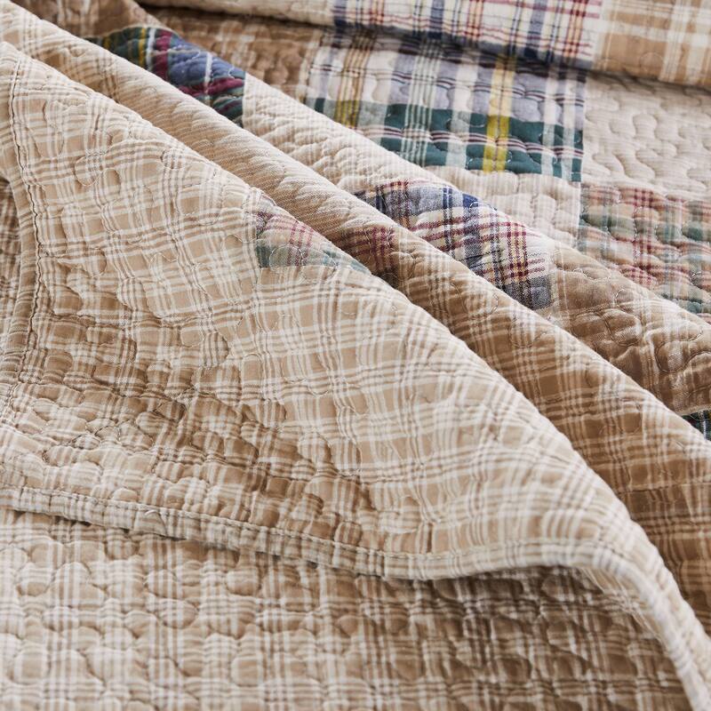 Greenland Home Fashions Oxford Plaid 100% Cotton Throw Quilt