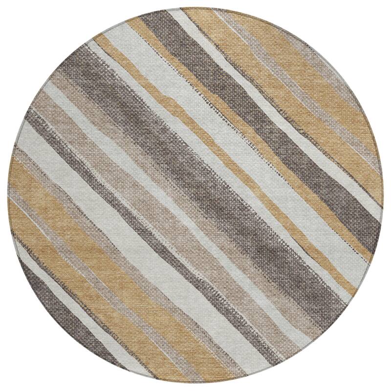 Machine Washable Indoor/ Outdoor Stripe Angles Chantille Rug