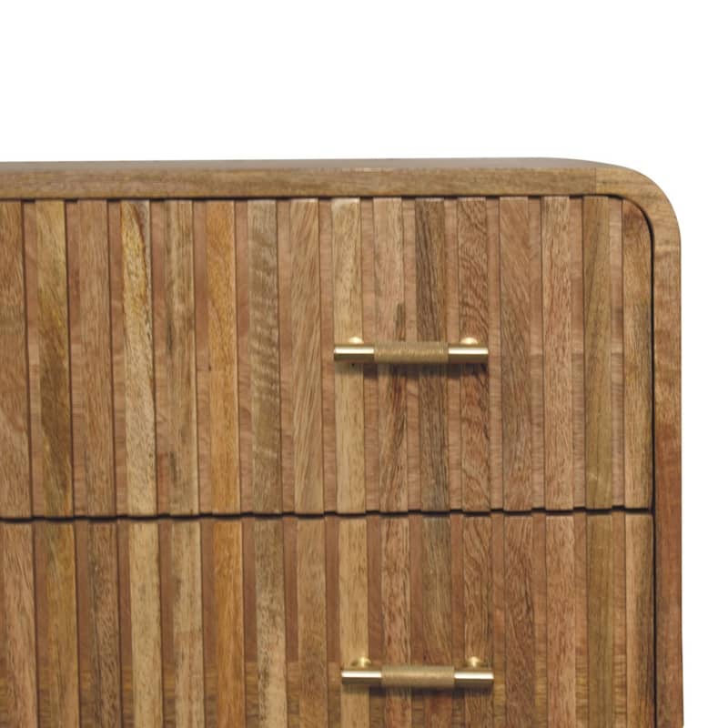 Artisan Furniture Solid Wood T-bar Ridged Chest, Beige with 3 Drawers - N/A