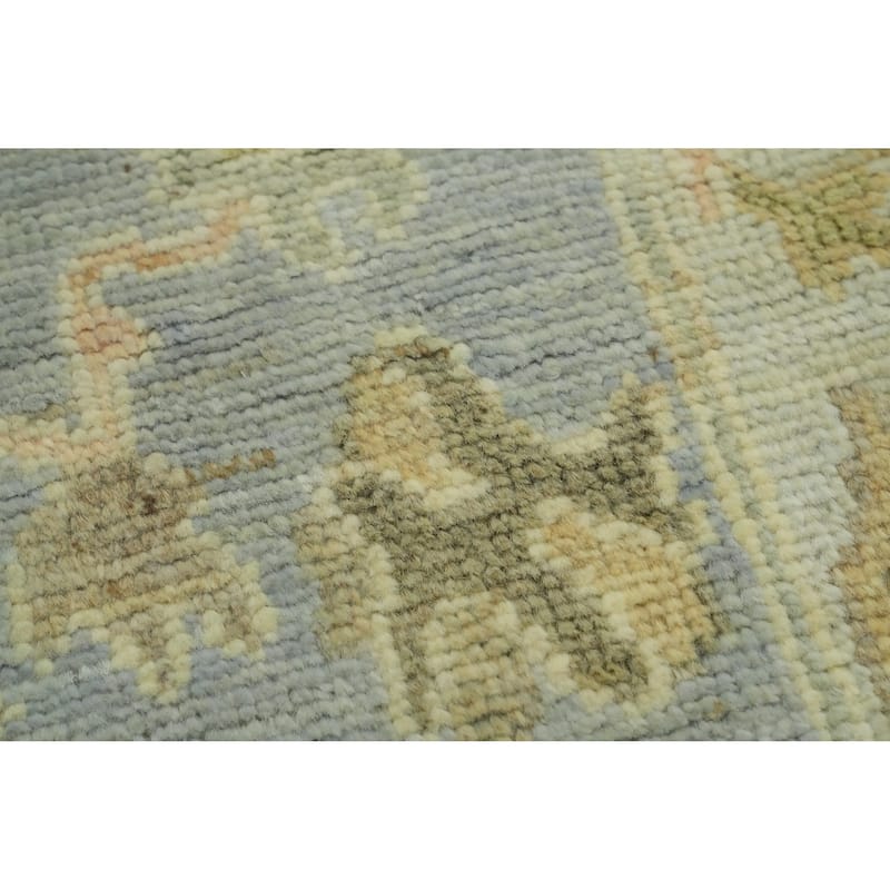 Vegetable Dye Wool Oushak Turkish Runner Rug, Floral Geometric - 11' 10'' X 2' 10''
