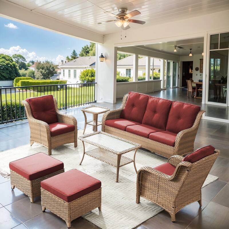 Pocassy 3-Seat Sofa Wicker Sofa PE Rattan