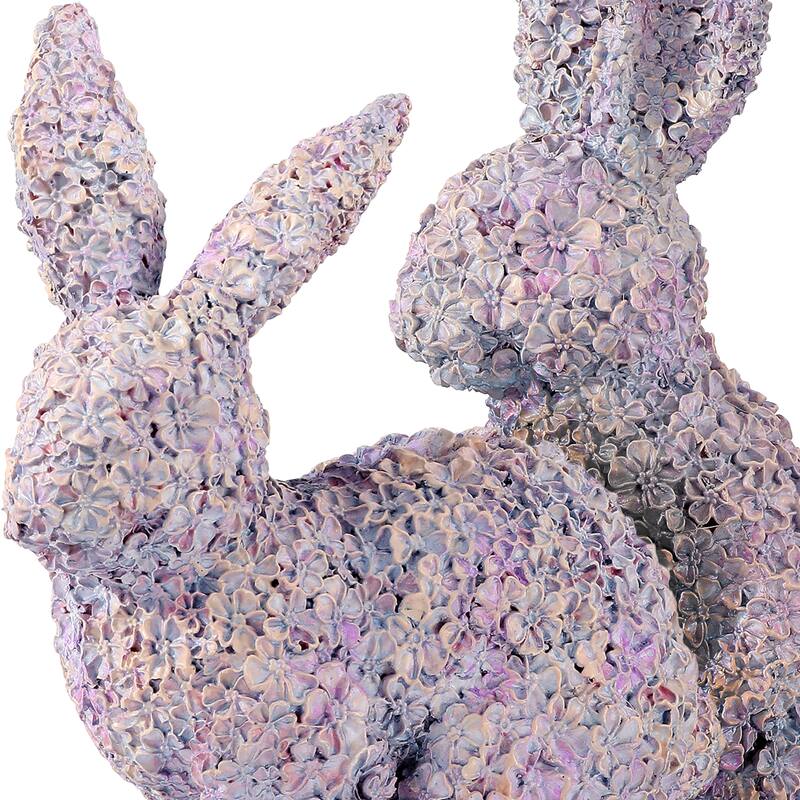 9-12" Resin Floral Bunny Set of 2