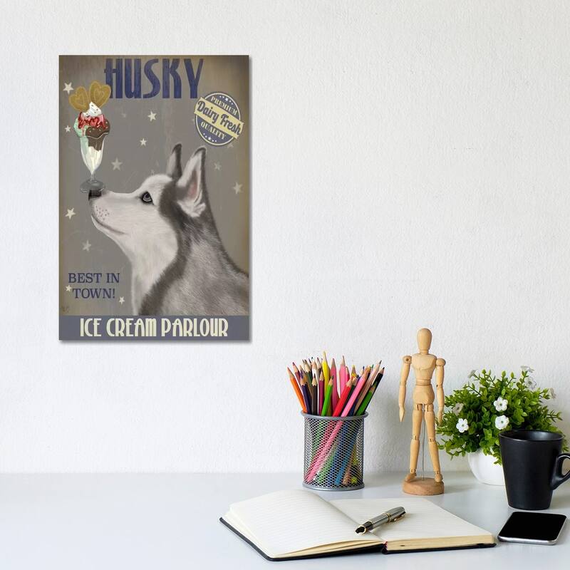 iCanvas "Husky Ice Cream" by Fab Funky Canvas Print - 12x8x0.75