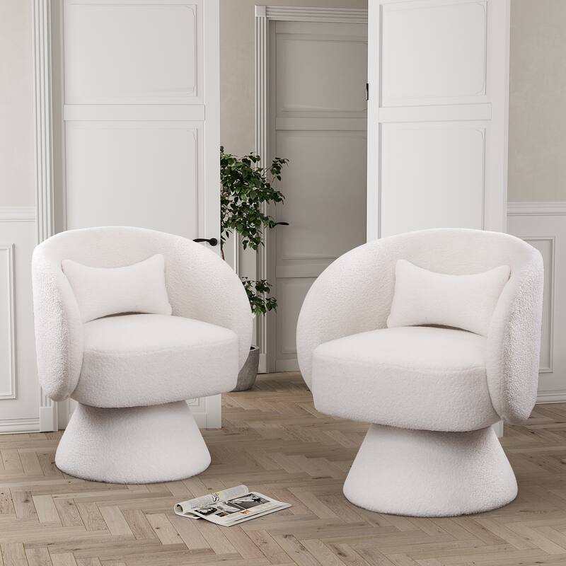 Ouyessir Teddy Sherpa Upholstered Swivel Cuddle Barrel Sofa Chairs