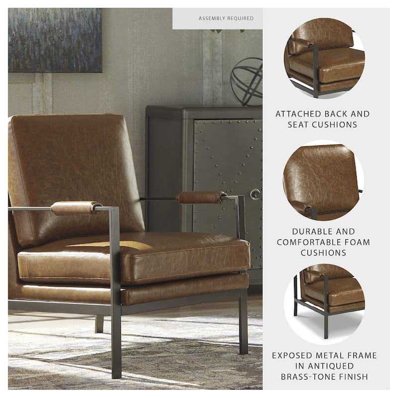 Peacemaker Contemporary Brown Faux Leather Accent Chair