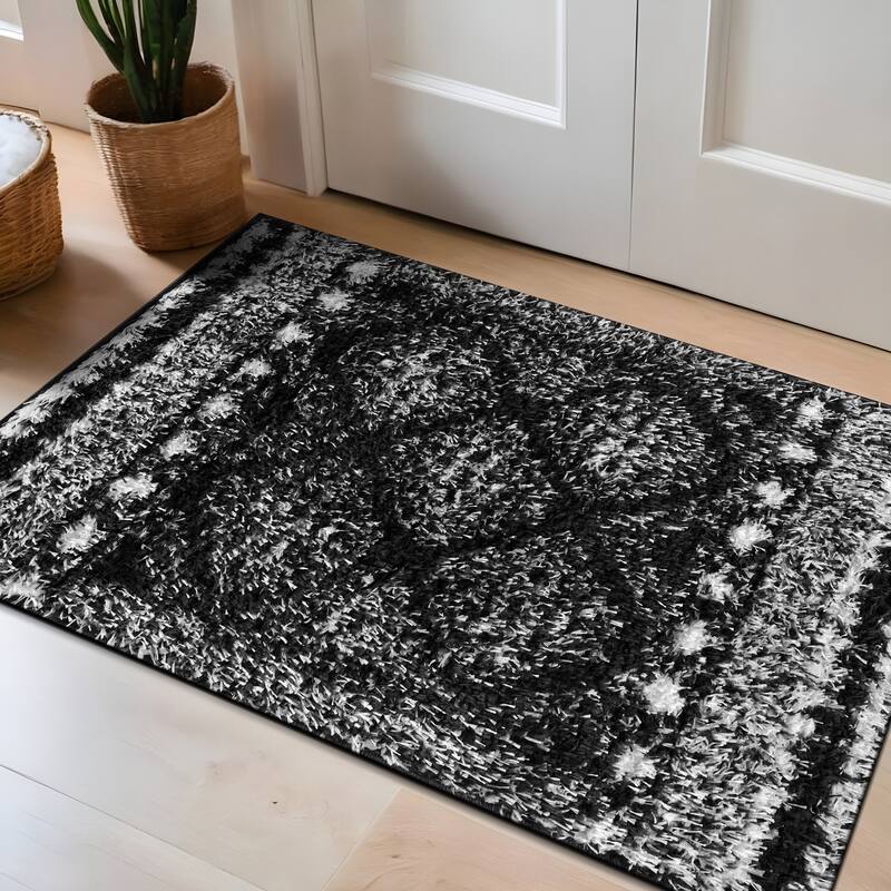 Geometric Shag Rug - Anthracite Dark Gray - Durable Rug for Living Room, Bedroom, or Entryway - Easy to Maintain - Anthracite - 2' x 3'