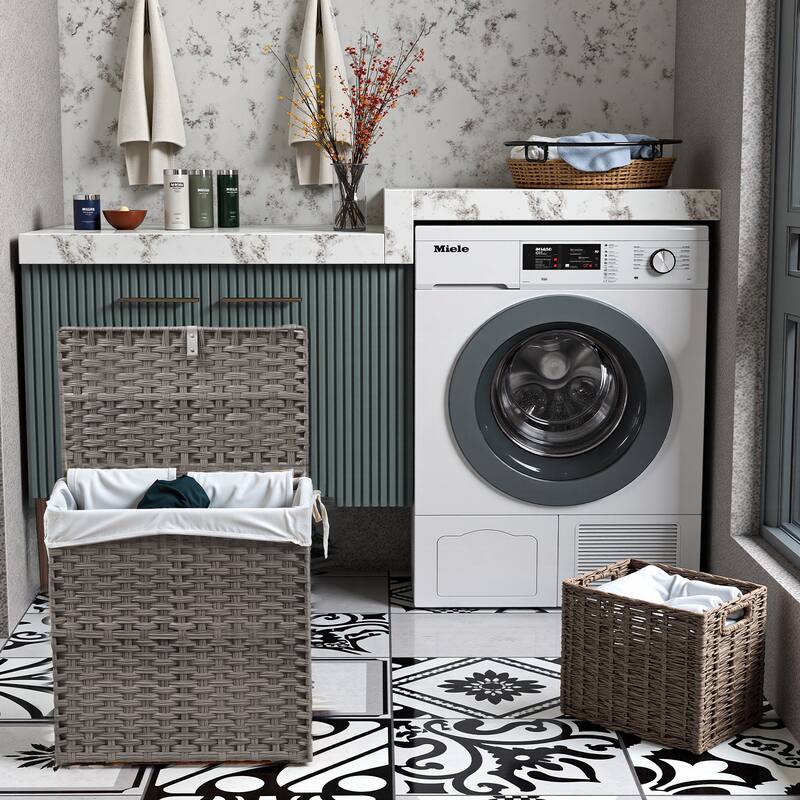 90L Foldable Laundry Hamper with Lid & Removable Bags