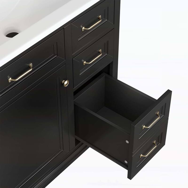Freestanding Vanity Set with 2 Tip-out Drawers, Soft Close Door Hinges