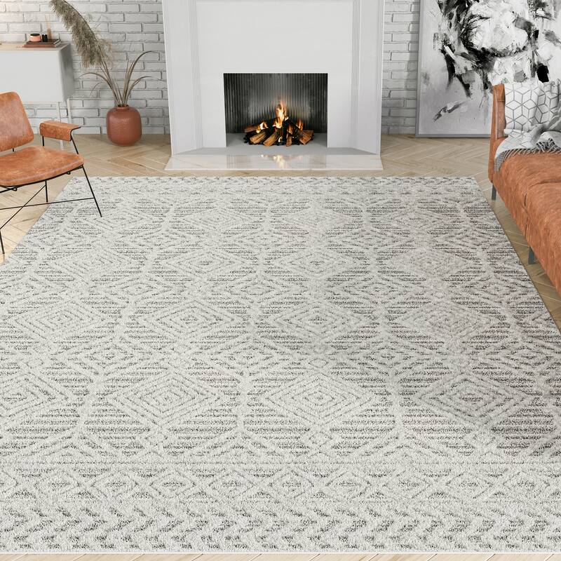 Monique Moroccan Diamond Indoor Area Rug - 5'3'' x 7'3'' - Beige/Cream