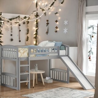 Twin size Loft Bed with Slide and Ladder - Bed Bath & Beyond - 40492926