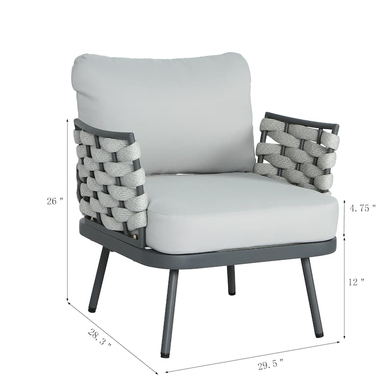 Roomfitters Outdoor Steel Club Chair with Cushions, Set of 2