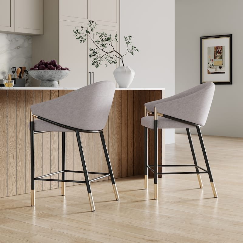 Christopher Knight Home - Soleil Modern 26" Seat Height Bar Stool with Curved Armrests & Gold Accents