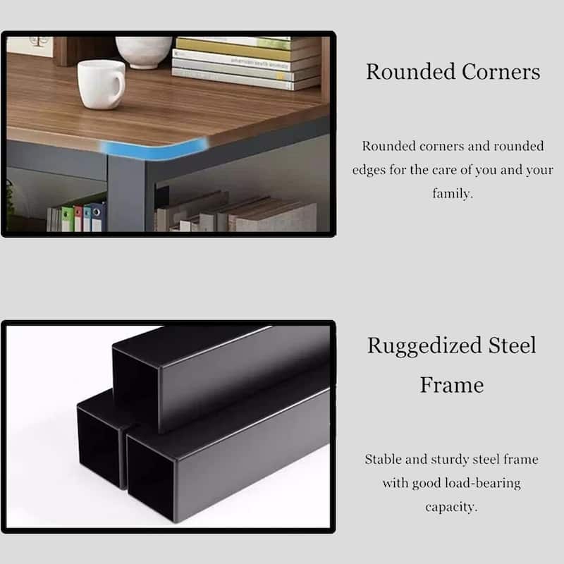 Modern Rectangle Premium Multi-Functional Computer Desk with Shelving
