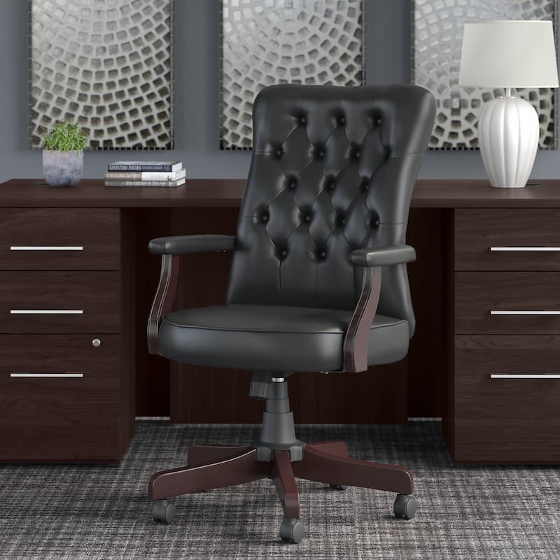 Arden Lane High Back Office Chair with Arms by Bush Business Furniture - Black Leather