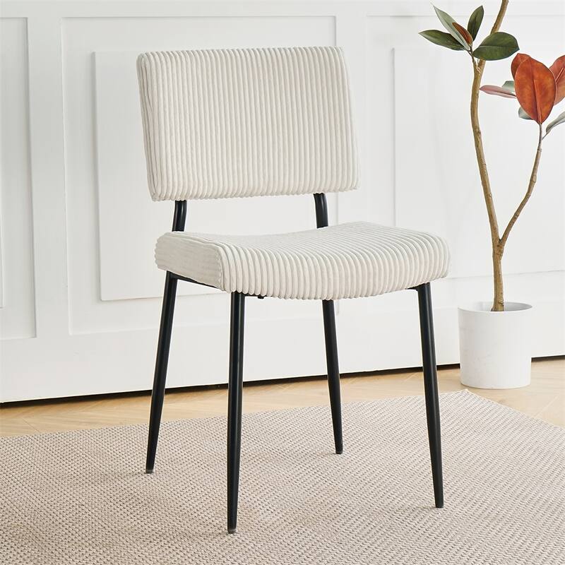 Modern Simple Fabric Upholstered Velvet Dining Chair (Set of 2) - Beige