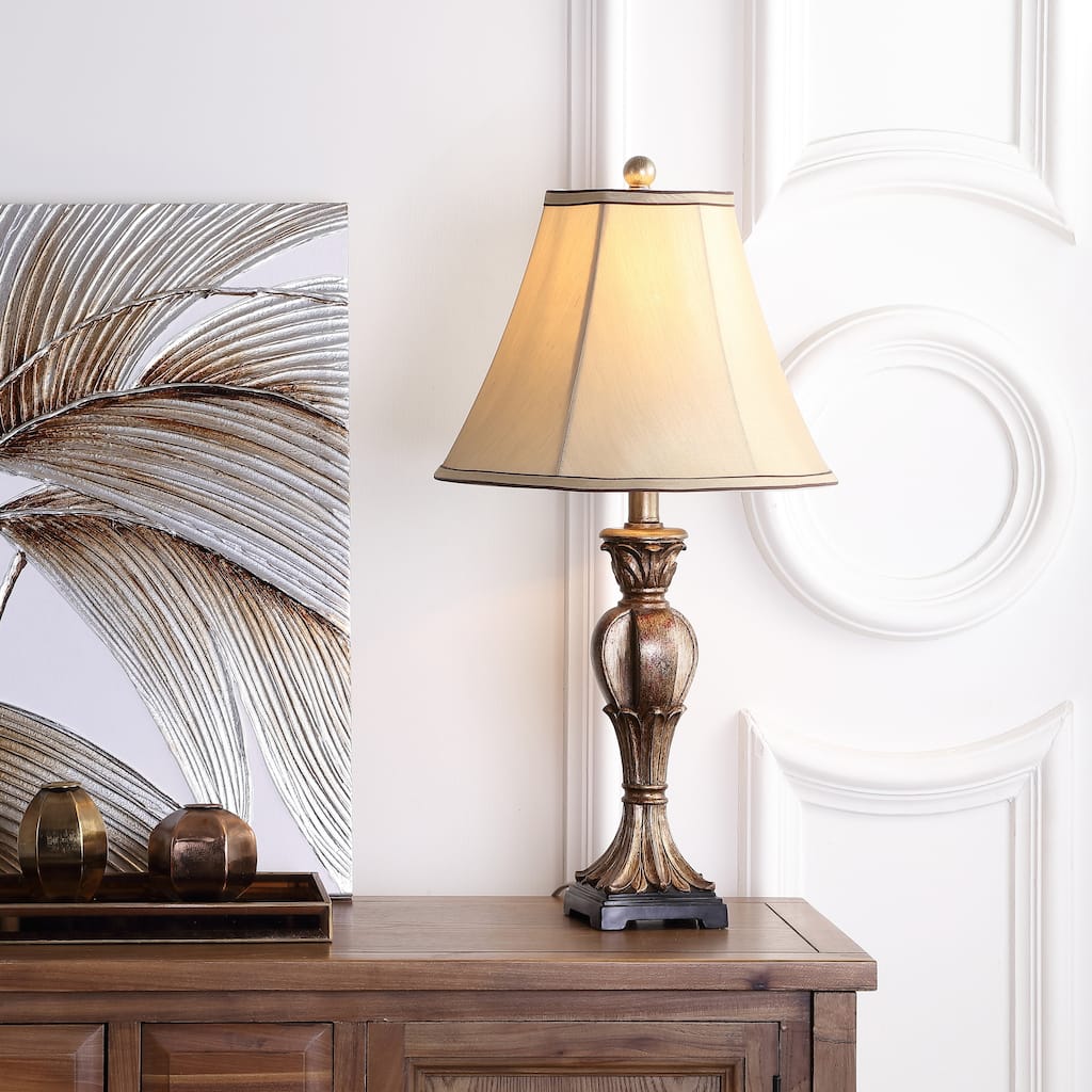 SAFAVIEH Lighting Tangela 25-inch Gold Silky Table Lamp (Set of 2) - 13"x13"x25" - 13Wx13Dx25H