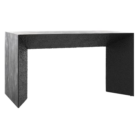 Cordilia 54-inch Long Black Pine Writing Desk with Textured Sides and Belly