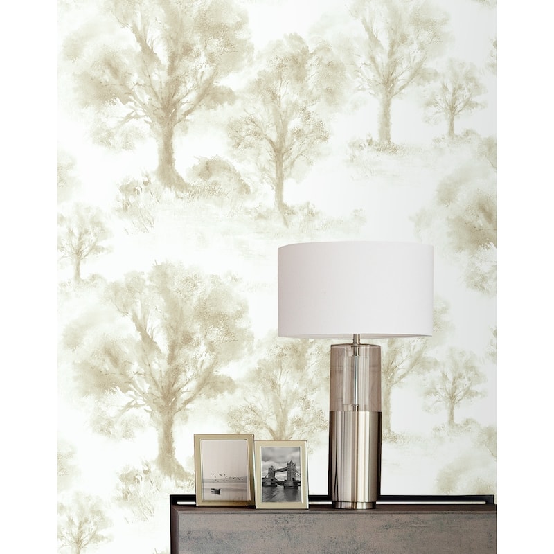 Seabrook Designs Premila Watercolor Trees Unpasted Wallpaper