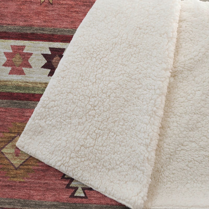 Premium Machine Washable ASB179 Southwest Sherpa Throw Blanket