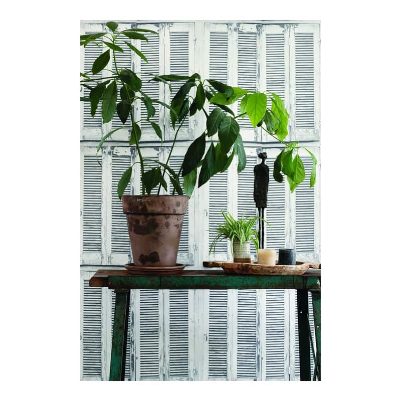 ESTA Home Lansbury Off-White Distressed Shutter Wallpaper - 20.5 x 396 x 0.025