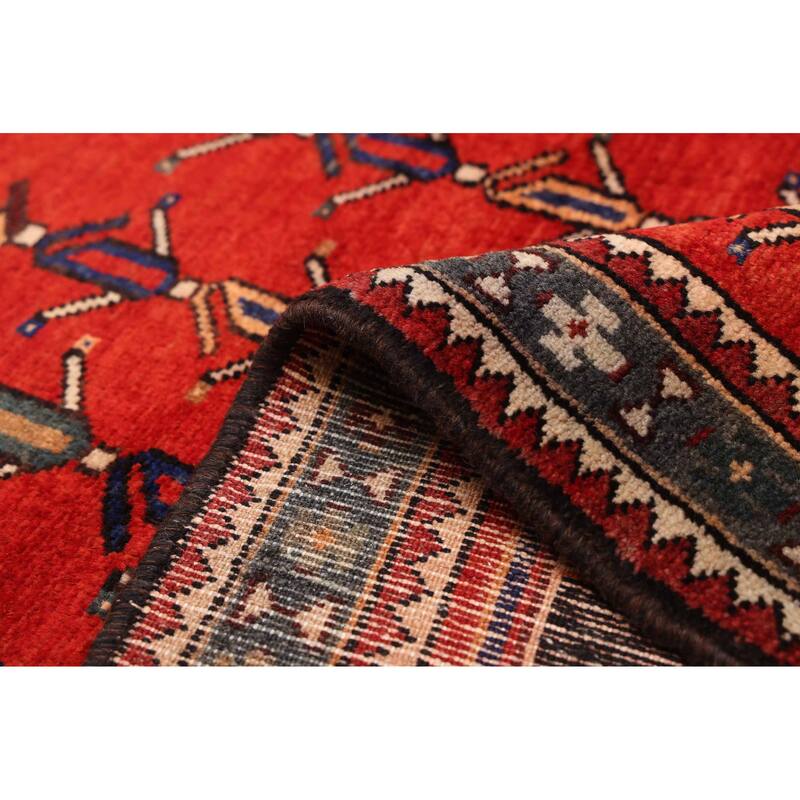 ECARPETGALLERY Hand-knotted Anadol Dark Navy, Red Wool Rug - 4'0 x 9'5