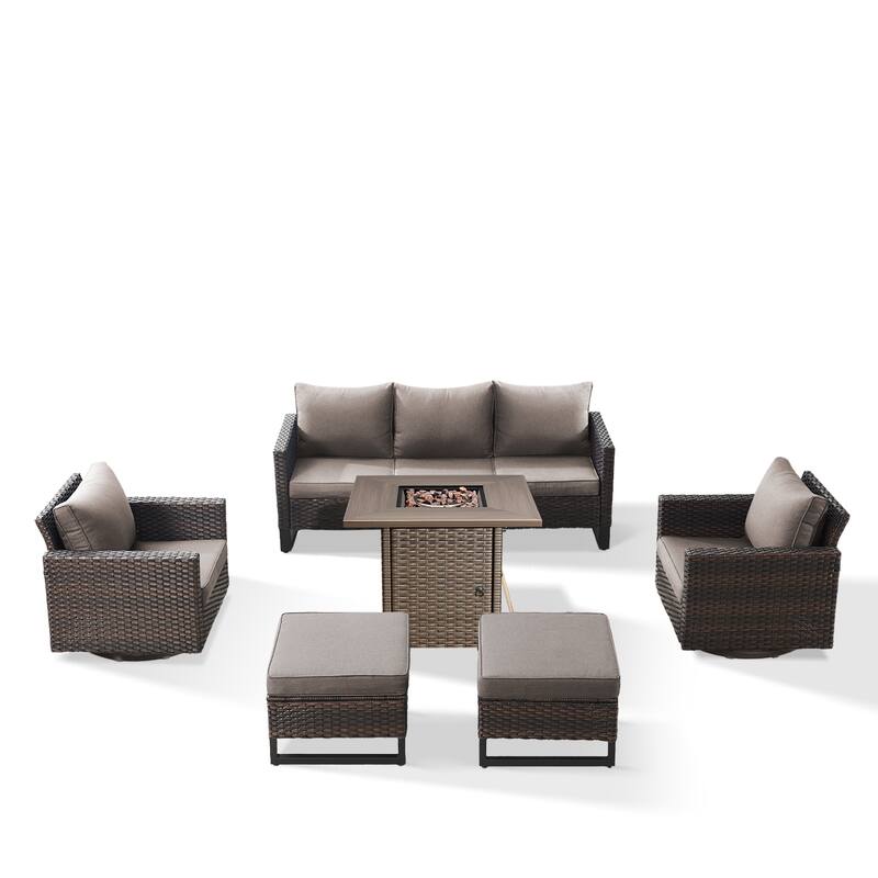Outdoor Pocassy Sofa Chairs Set with Fire Table